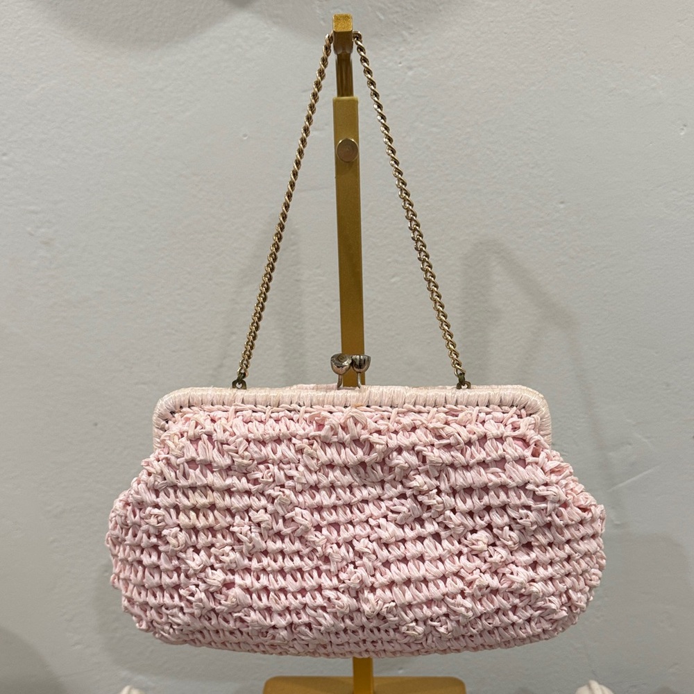 Vintage 1950s–1960s Raffia Bag – Ritter Japan | Chain Strap & Kiss Lock Closure